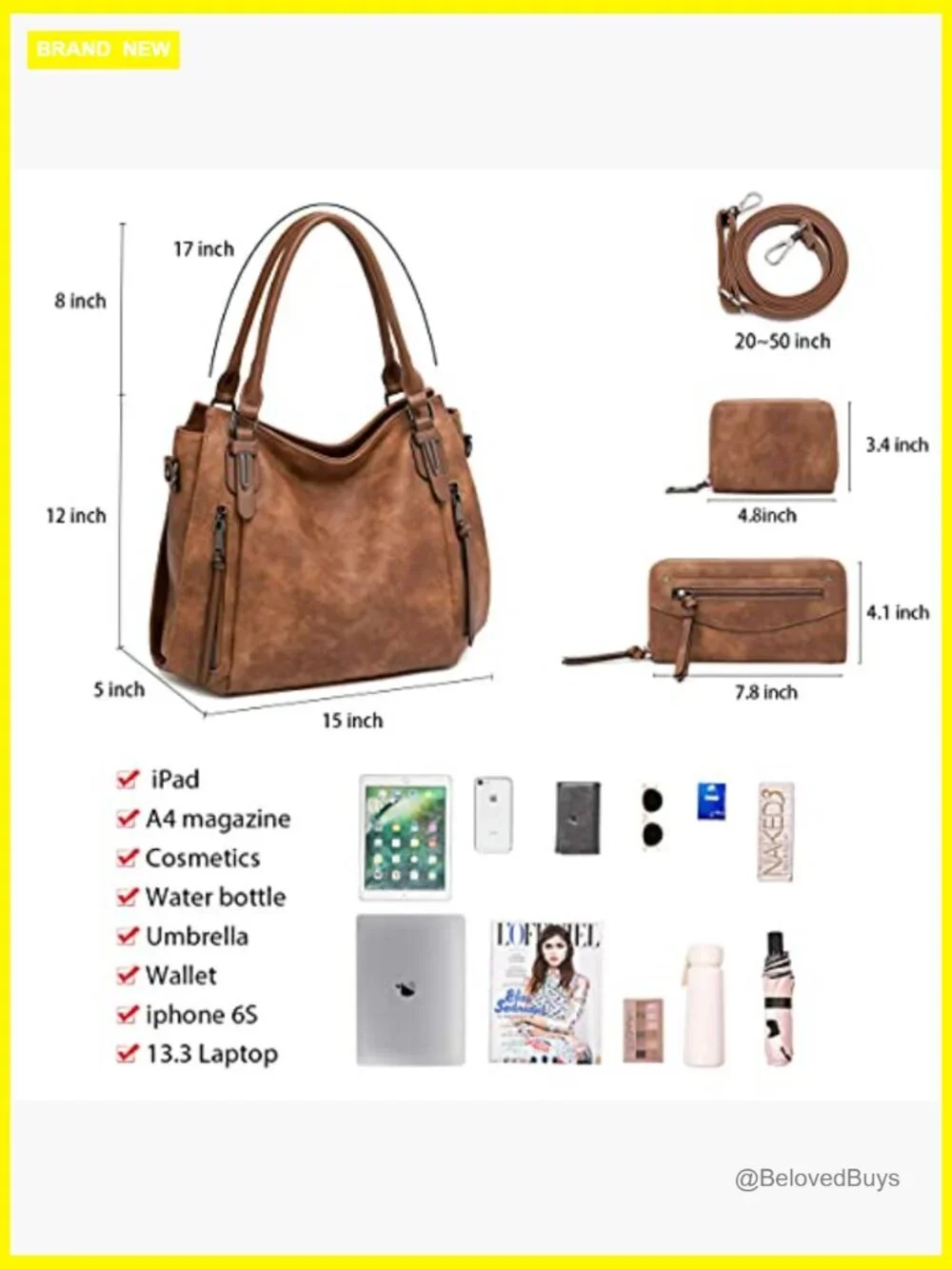 Vegan Leather Hobo Bag - Shoulder & Crossbody Purse